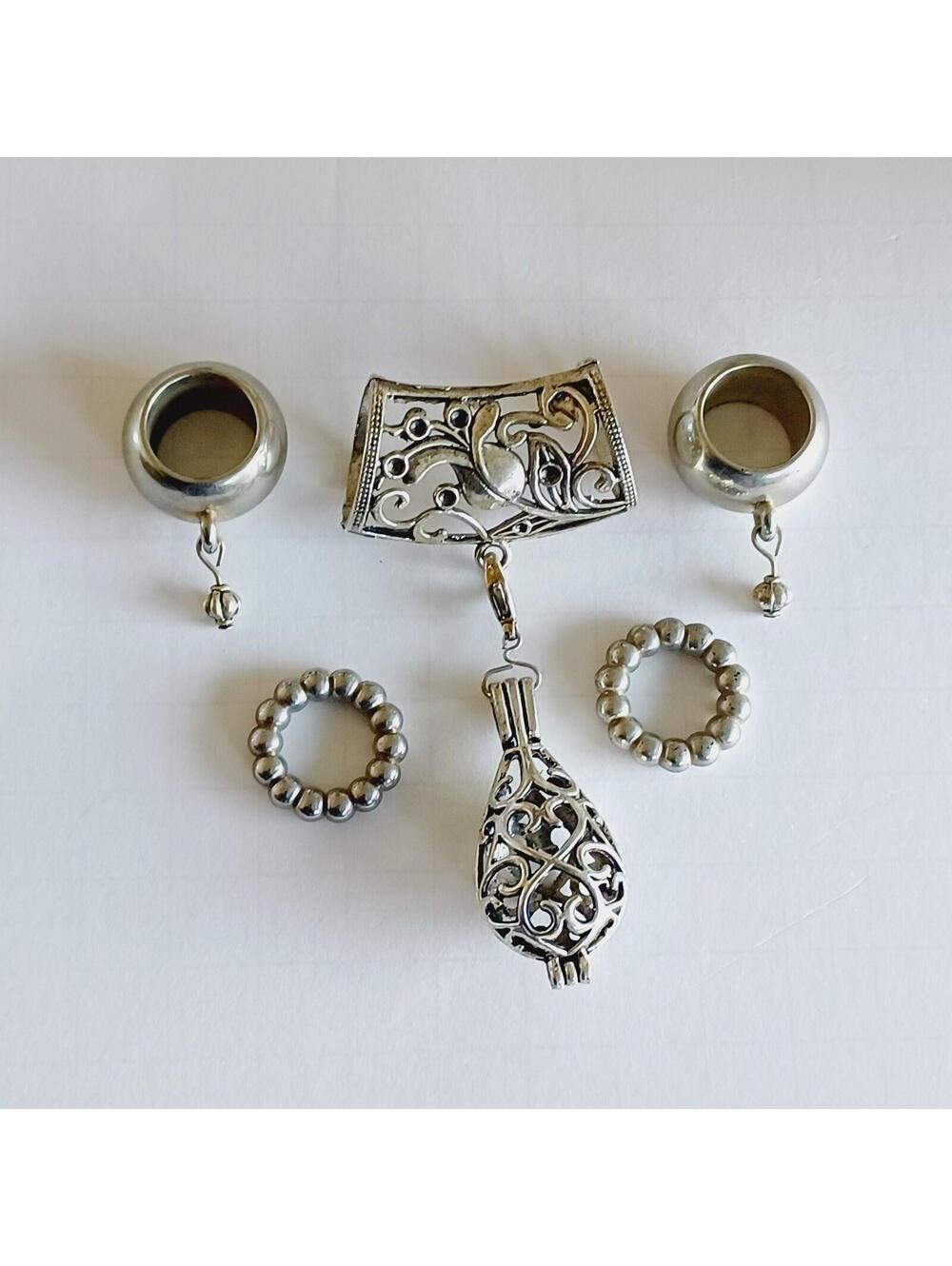 Silver Tone Floral Rings Scarf Bail Ring